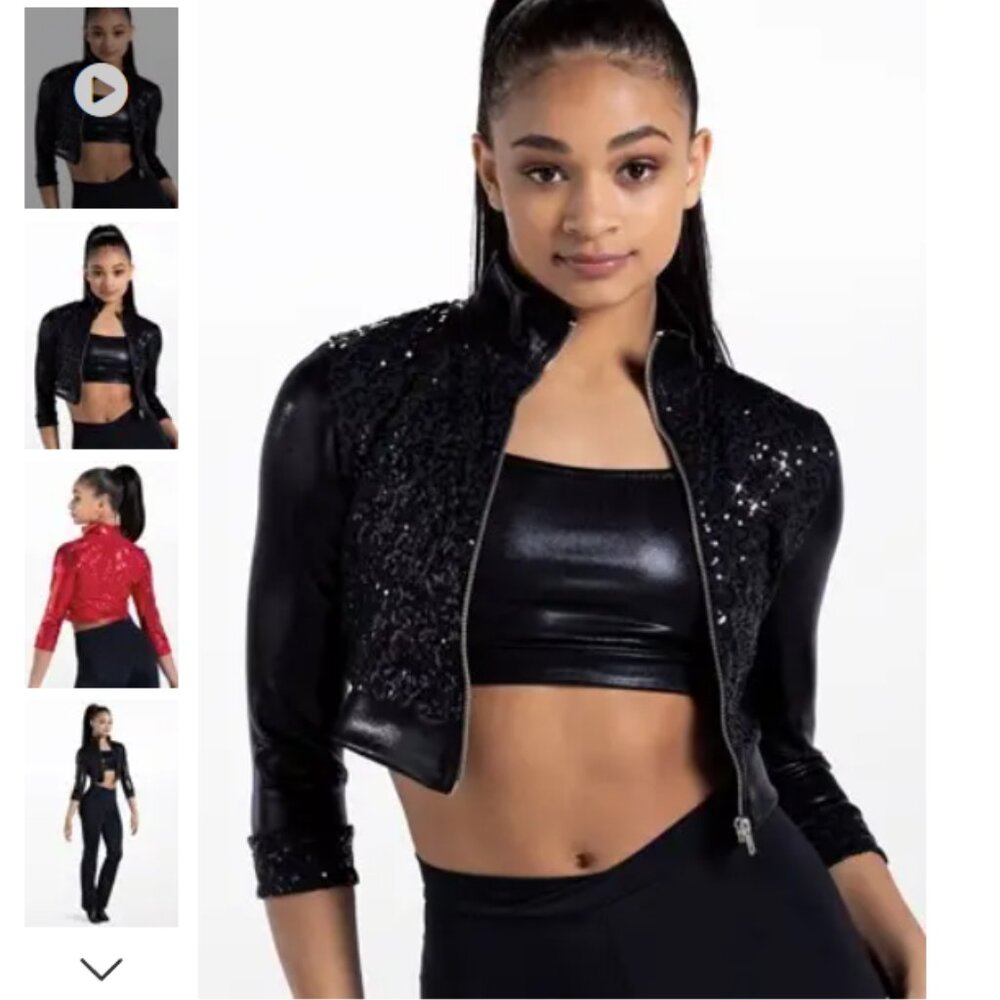 Balera Performance Cropped Sequin Jacket Black Size Large - Picture 2 of 4